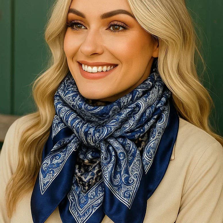 Blue & White Paisley Wild Rag/Scarf