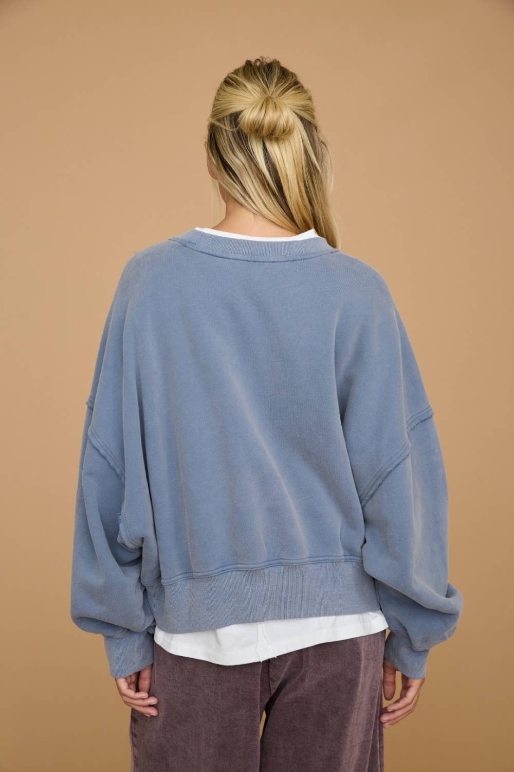 Washed Cropped Oversized Sweatshirt