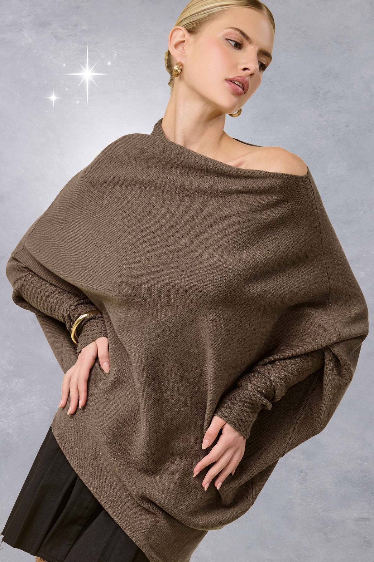 JES3621-Asymmetrical Off-Shoulder Sweater Fall Christmas