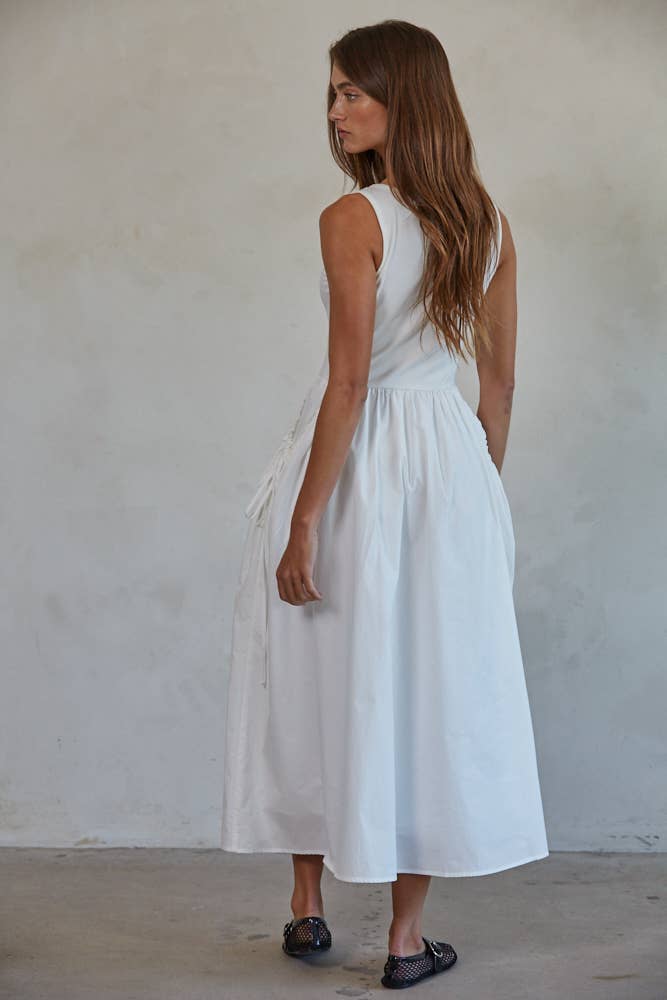 Cotton Poplin Skirt Bodice Midi Dress
