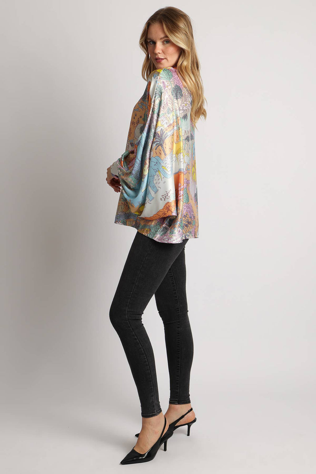 Multicolor Safari Satin Blouse