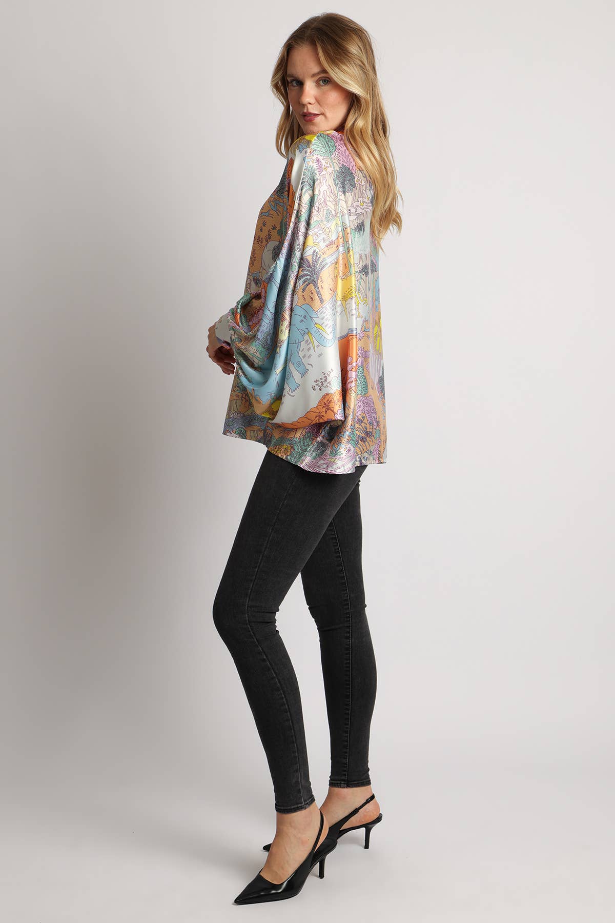 Multicolor Safari Satin Blouse