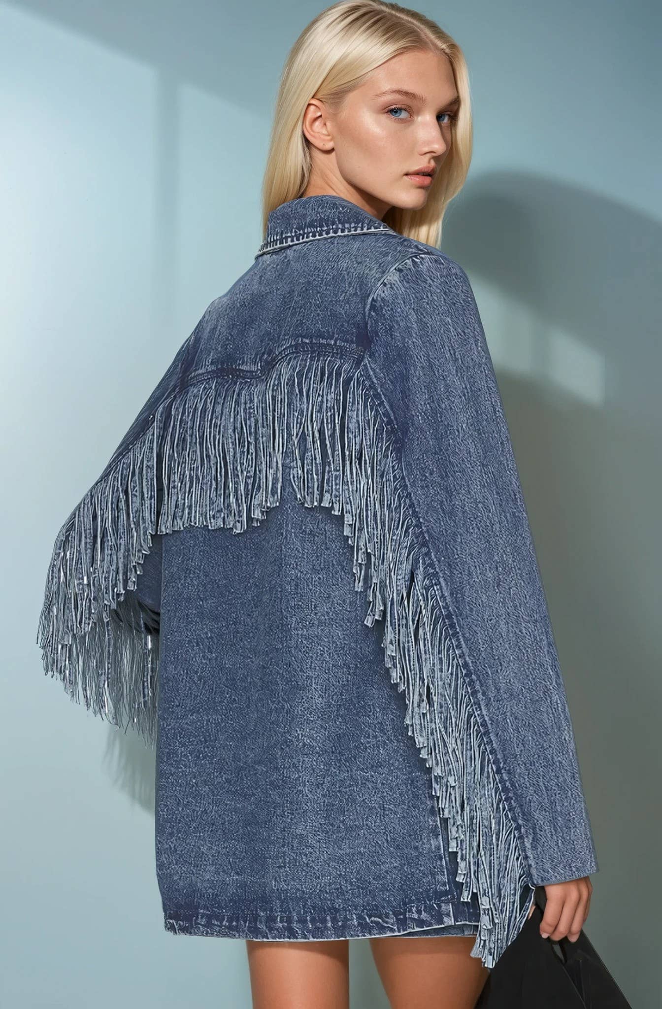 Go Retro Fringed Denim Blazer