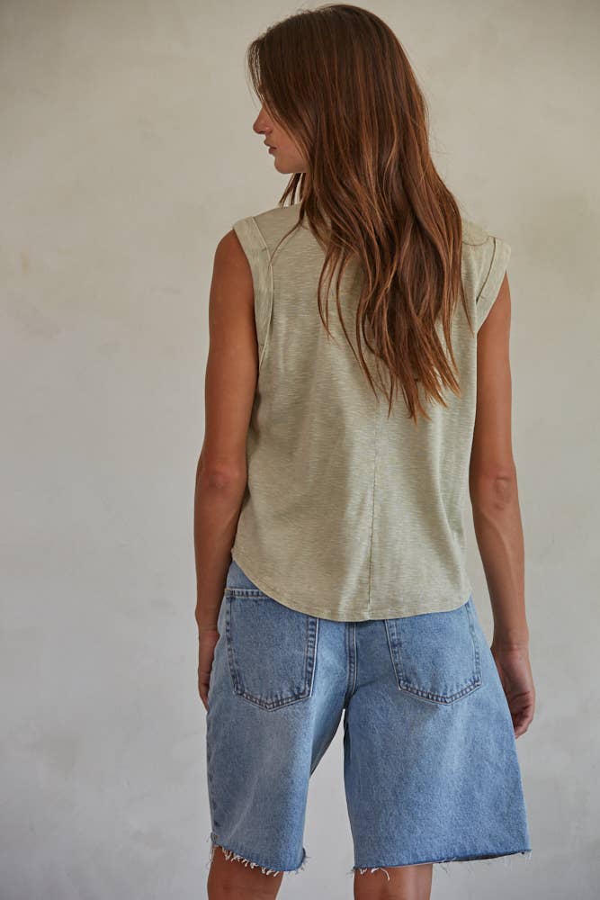 Dyed Cotton Sleeveless Top