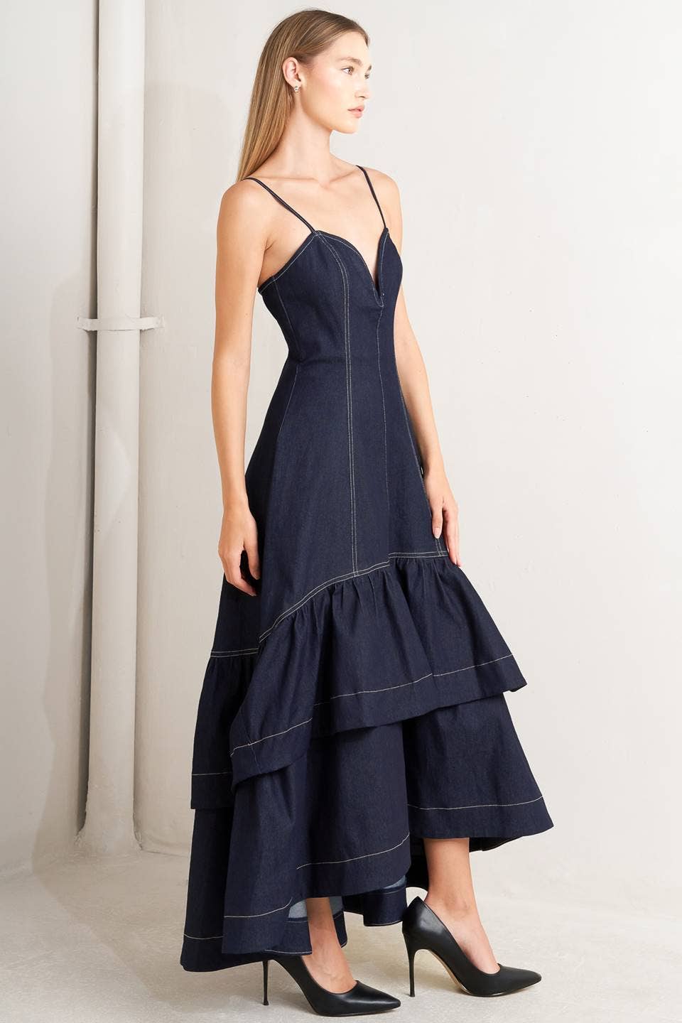 A denim midi dress -
