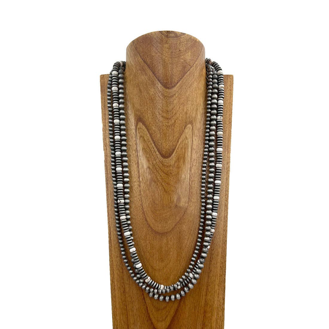 silver Navajo pearl with white stone beads Necklace