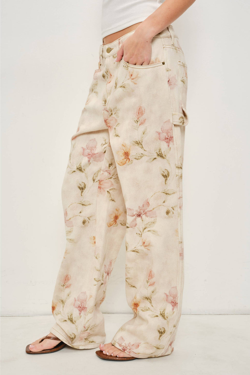 JUSTINA FLORAL DENIM PANTS