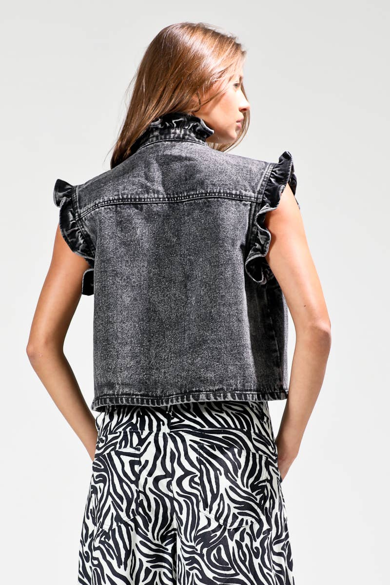 washed denim vest