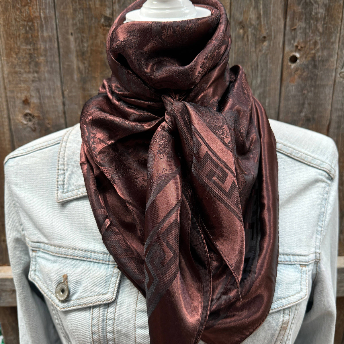 35X35" Brown Jacquard Wild Rag / Scarf WR4002