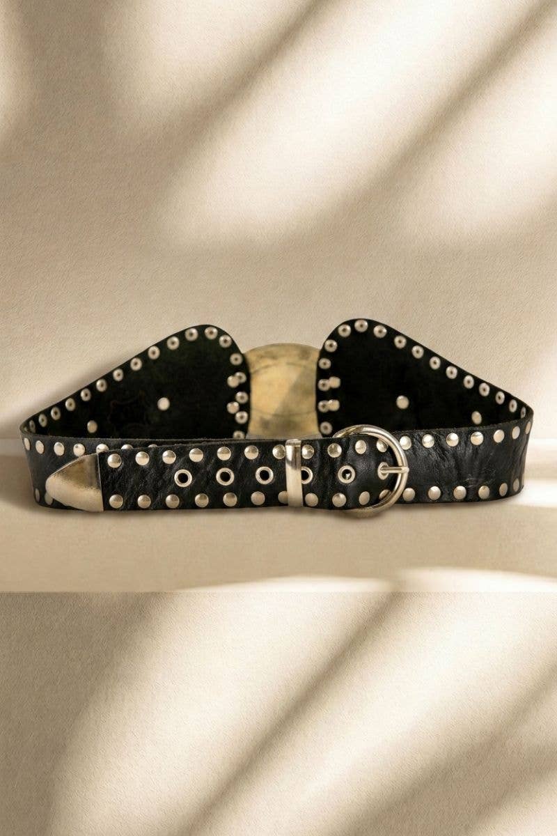 Atlas leather sash belt, Black