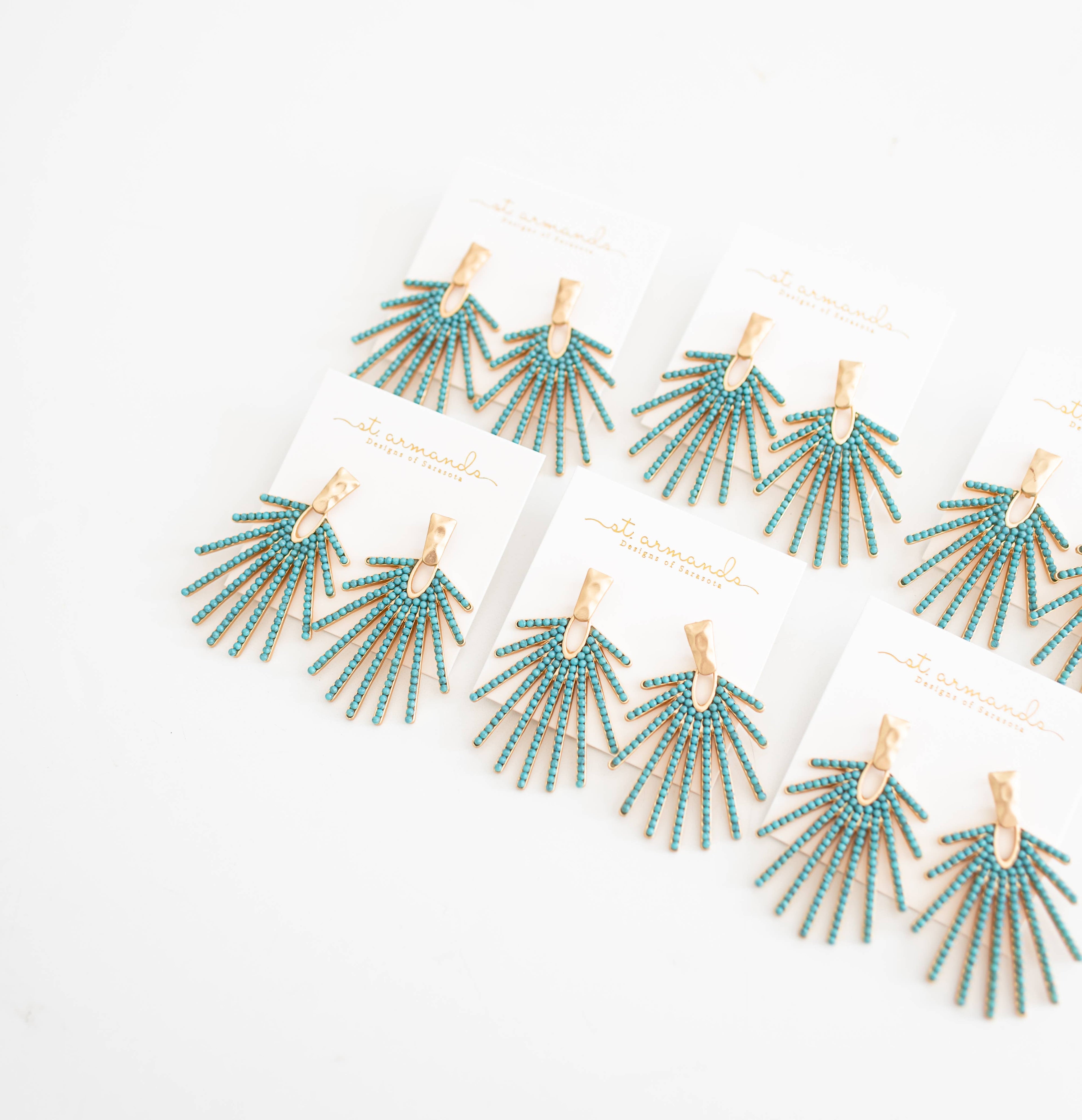Turquoise Sunburst Statement Drop Earrings