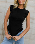 Sleeveless Crew Neck Knit Ribbed Top