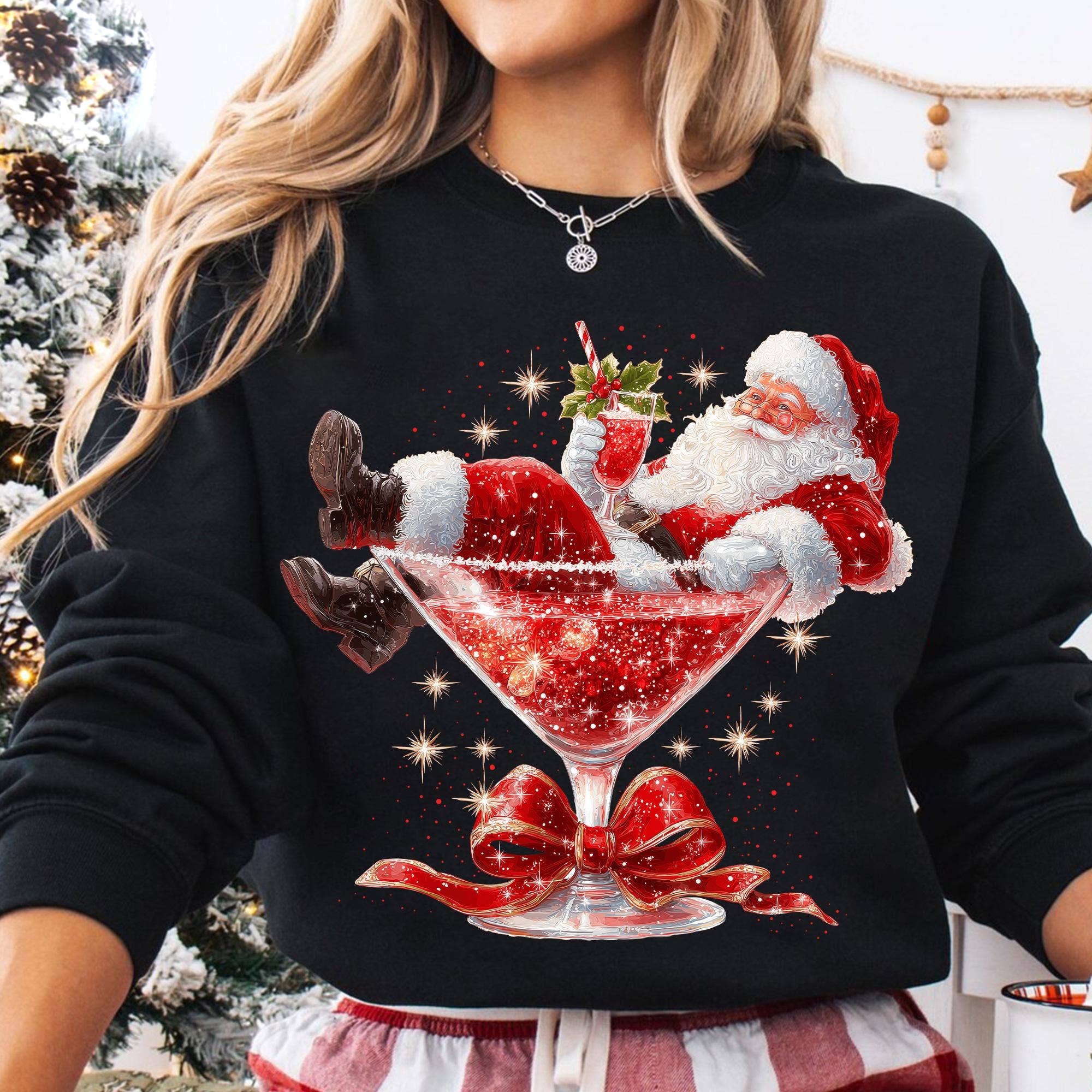 Retro Santa Claus Martini T-Shirt