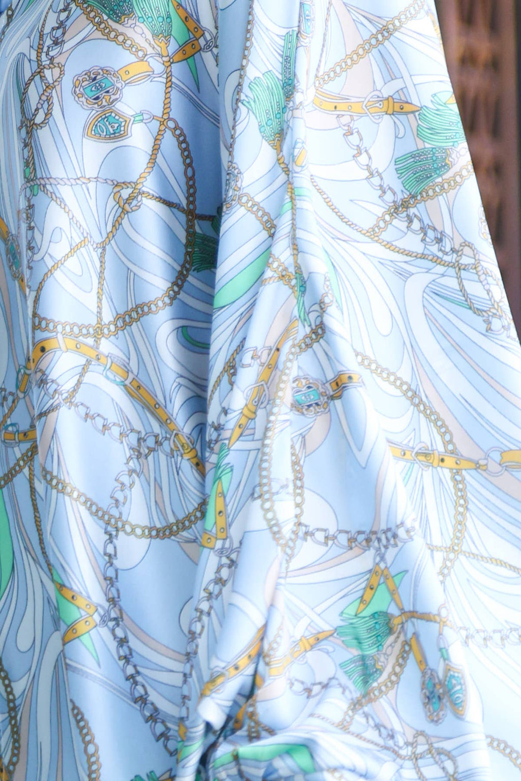 Multicolor Baroque Style Print Satin Blouse