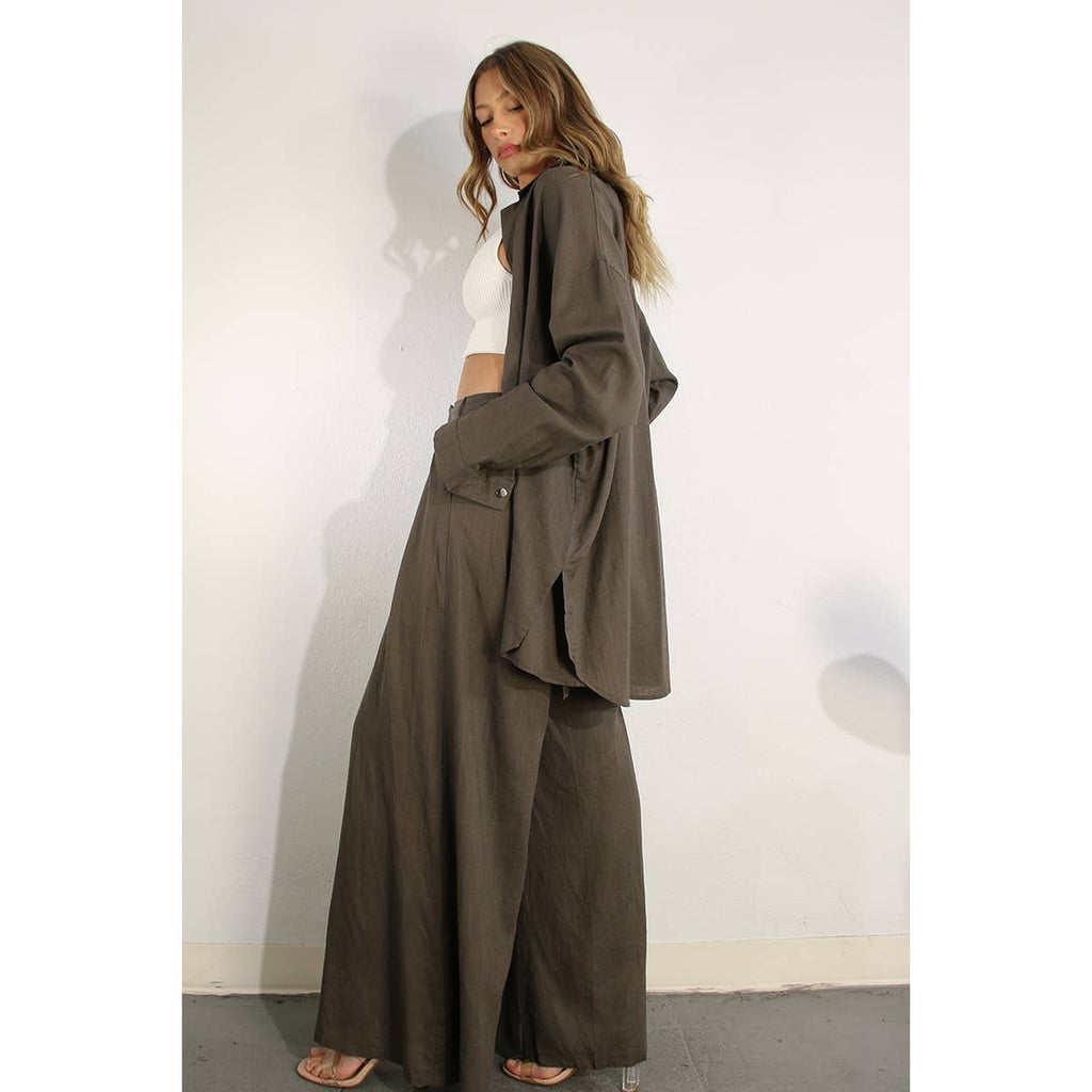 LINEN WIDE LEG PANTS