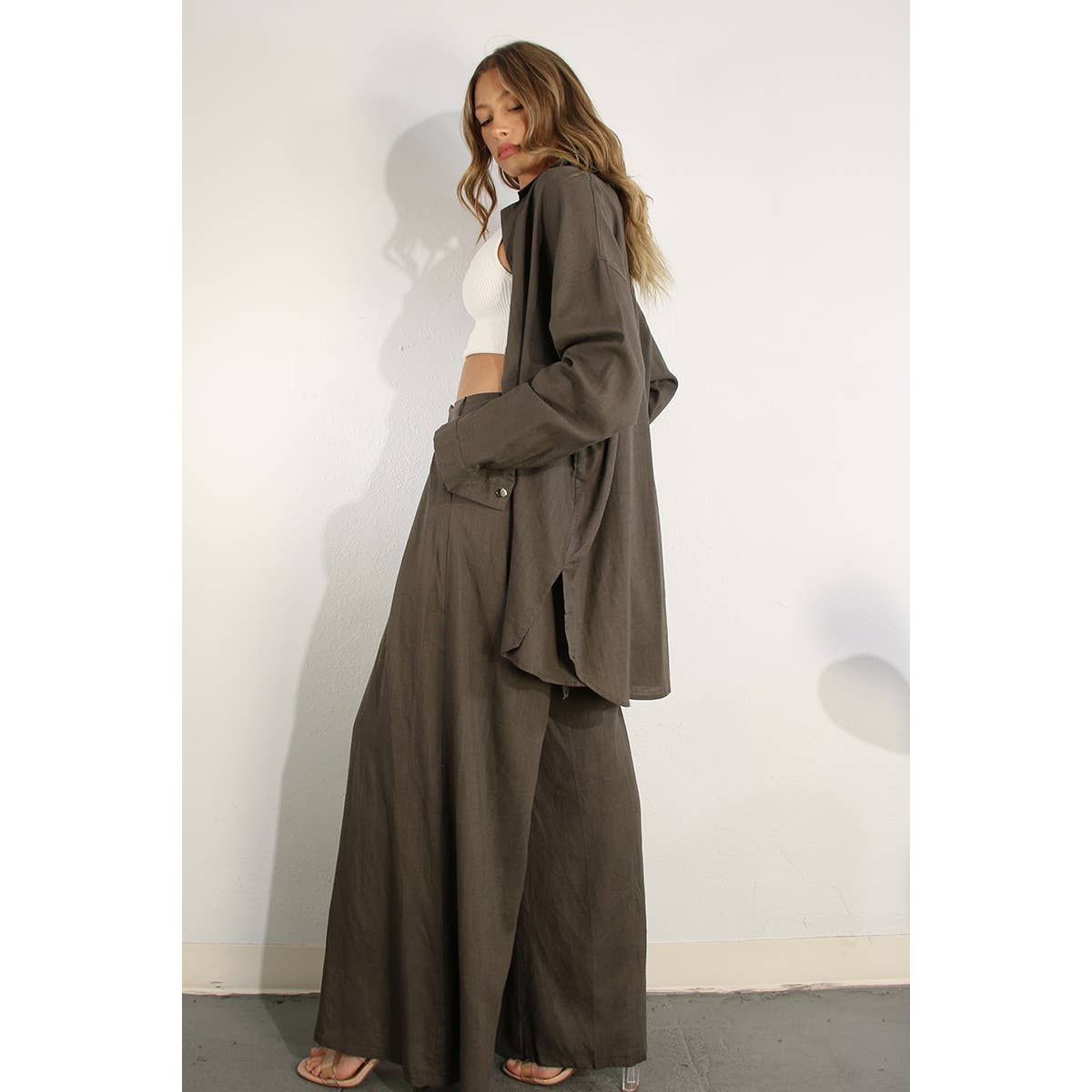 LINEN WIDE LEG PANTS