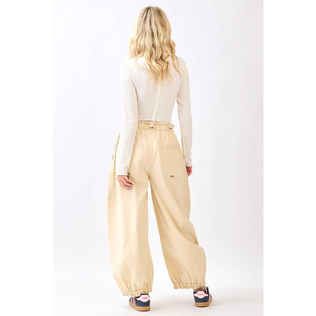 TWILL DROP POCKET PULL-ON PARACHUTE PANTS