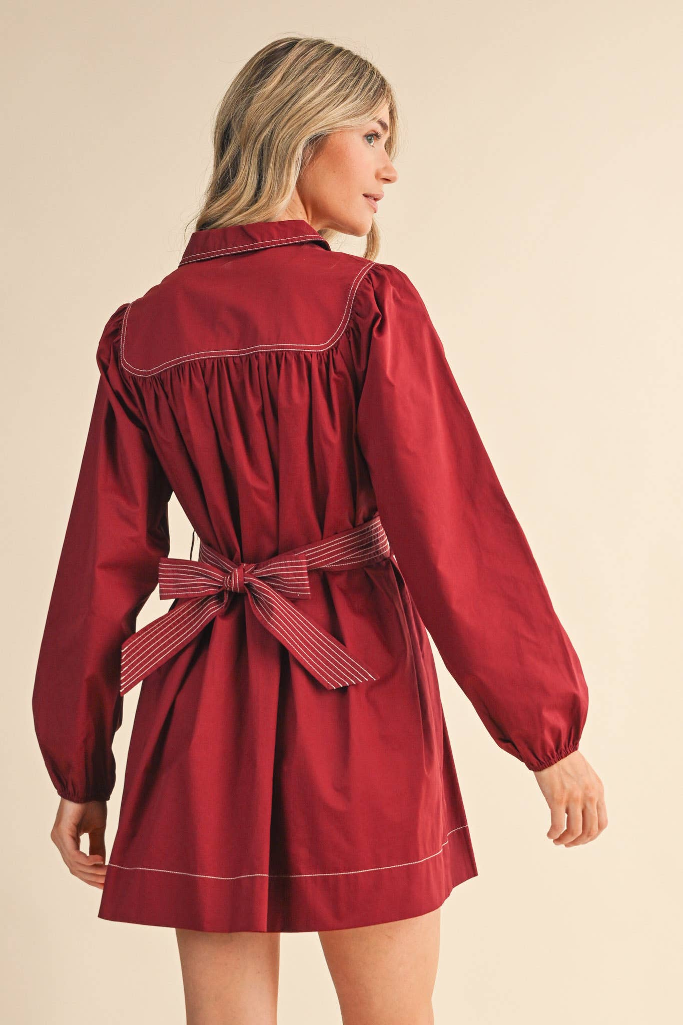 EMBROIDERED SEAM DETAIL DRESS