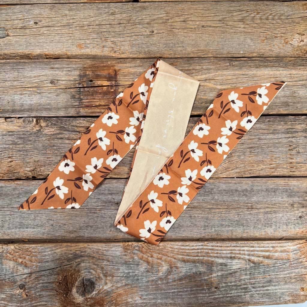 Brown and Cream Skinny Mini Wild Rag Scarf