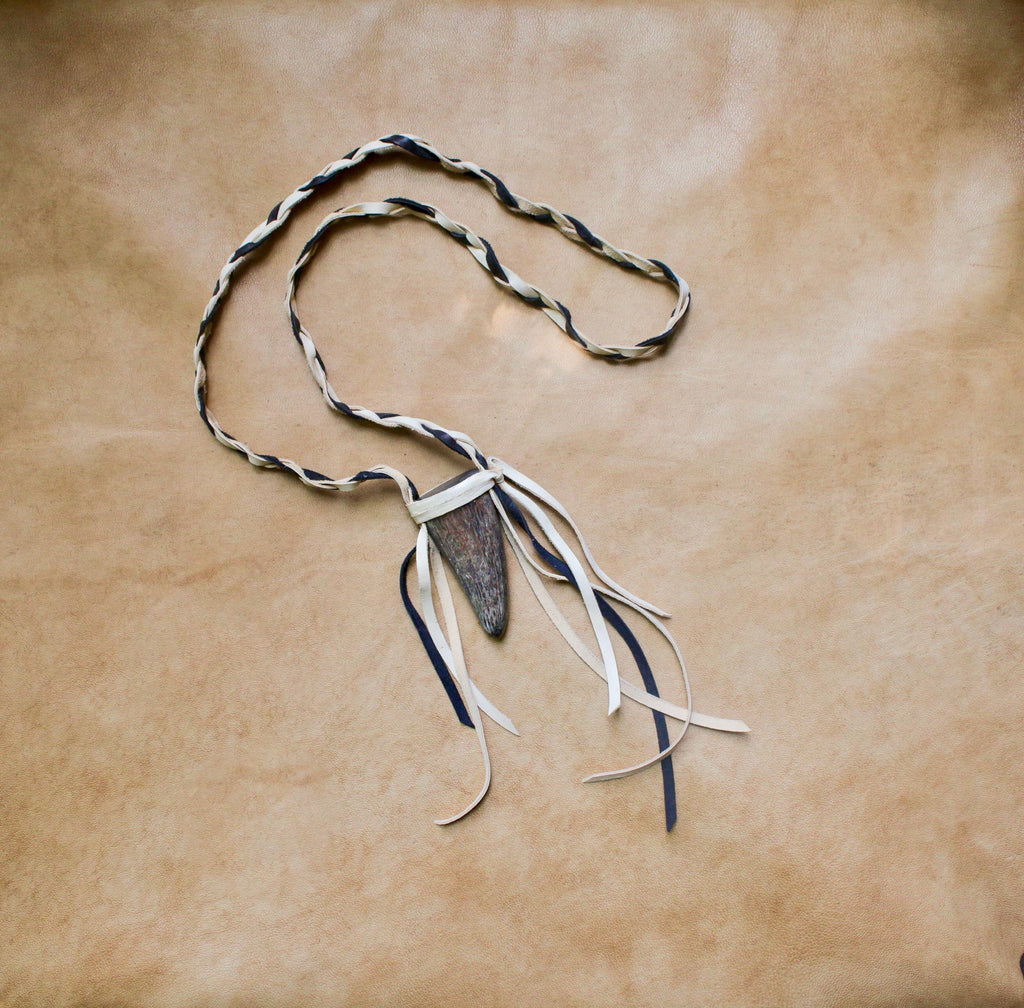 Buffalo Horn Necklace - Cream, Real Horn, Braided Necklace