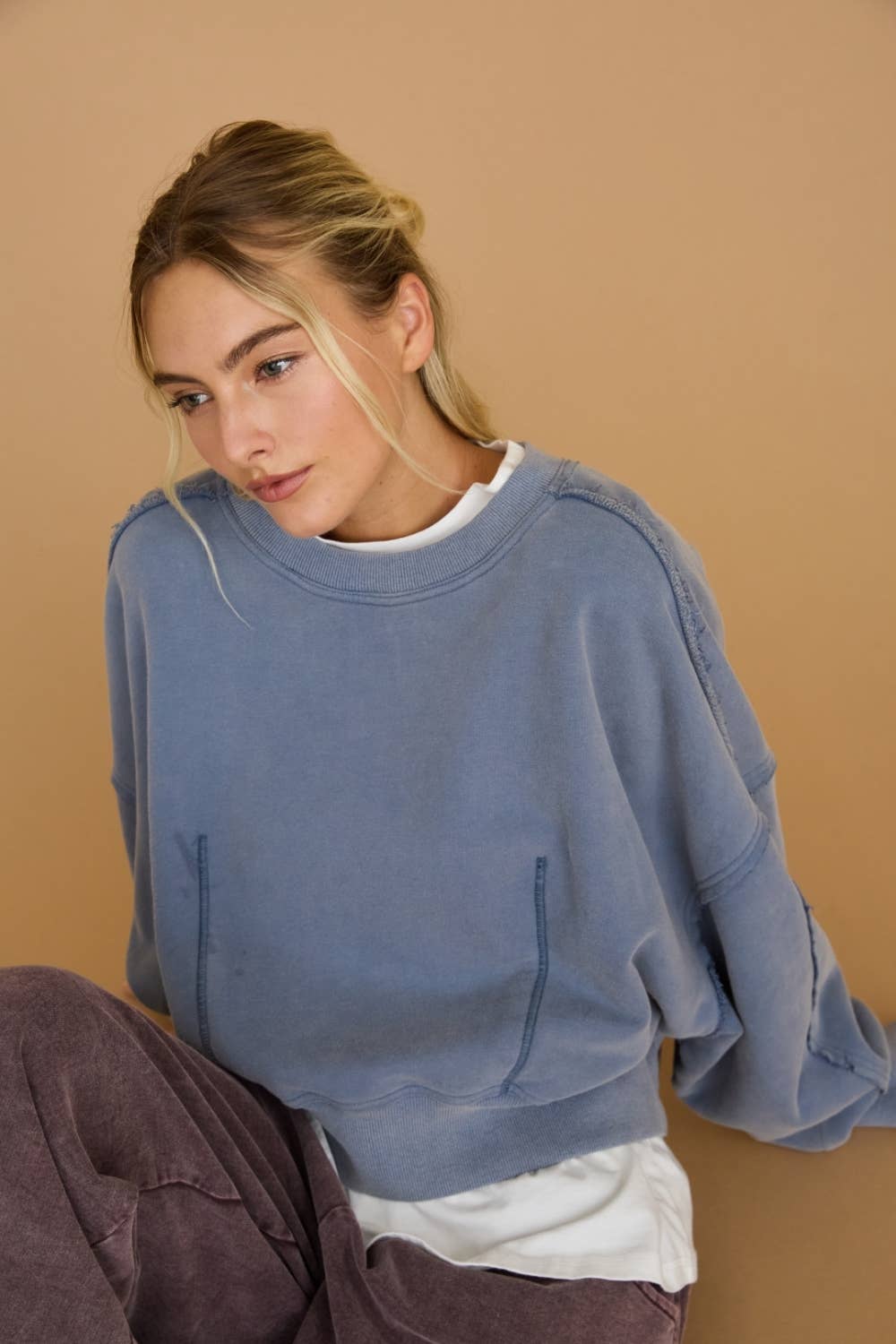 Washed Cropped Oversized Sweatshirt