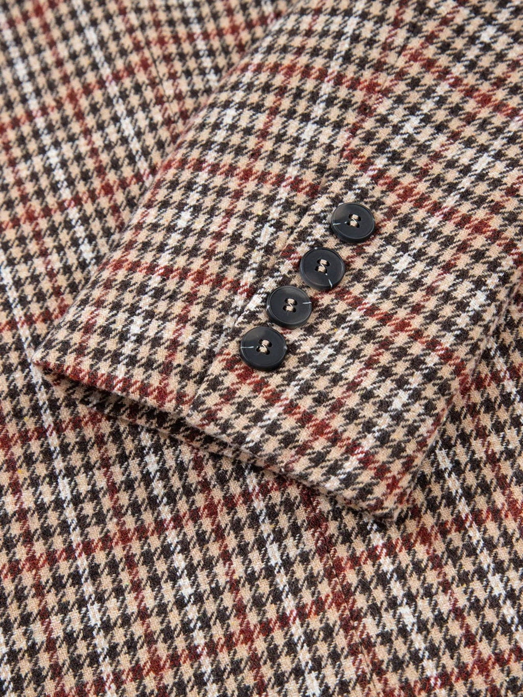 Houndstooth Lapel Collar Blazer