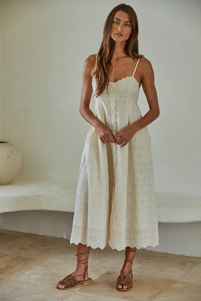 Layna Eyelet Scalloped Hem Dress