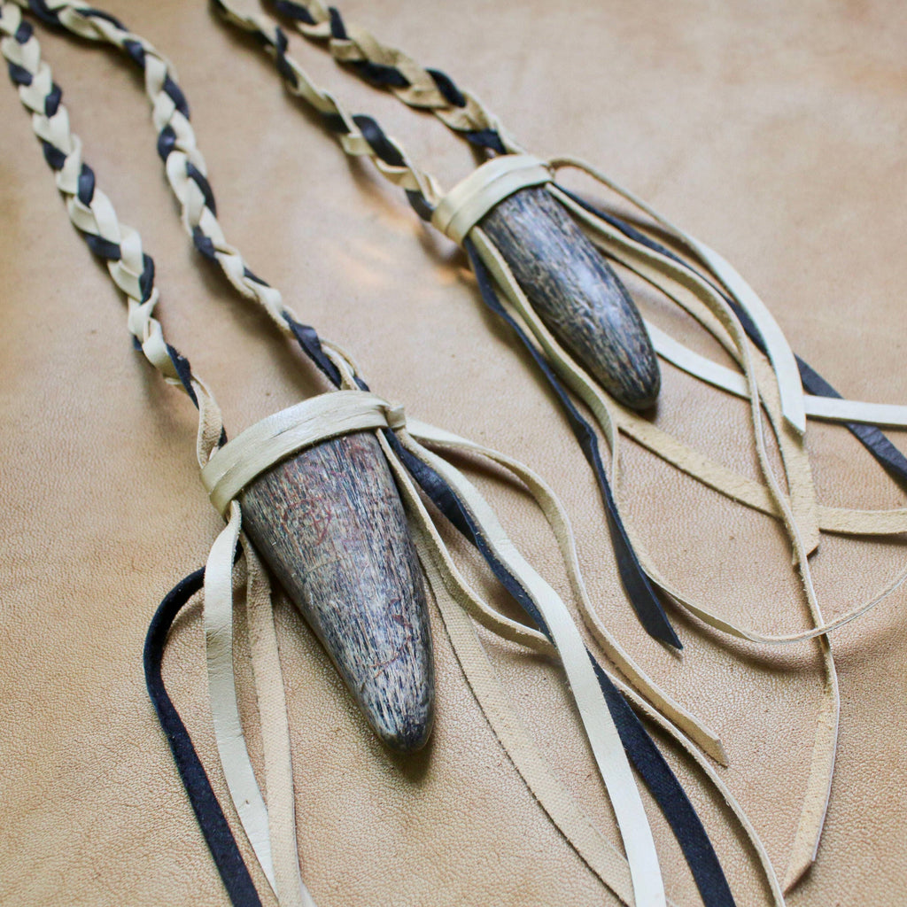 Buffalo Horn Necklace - Cream, Real Horn, Braided Necklace