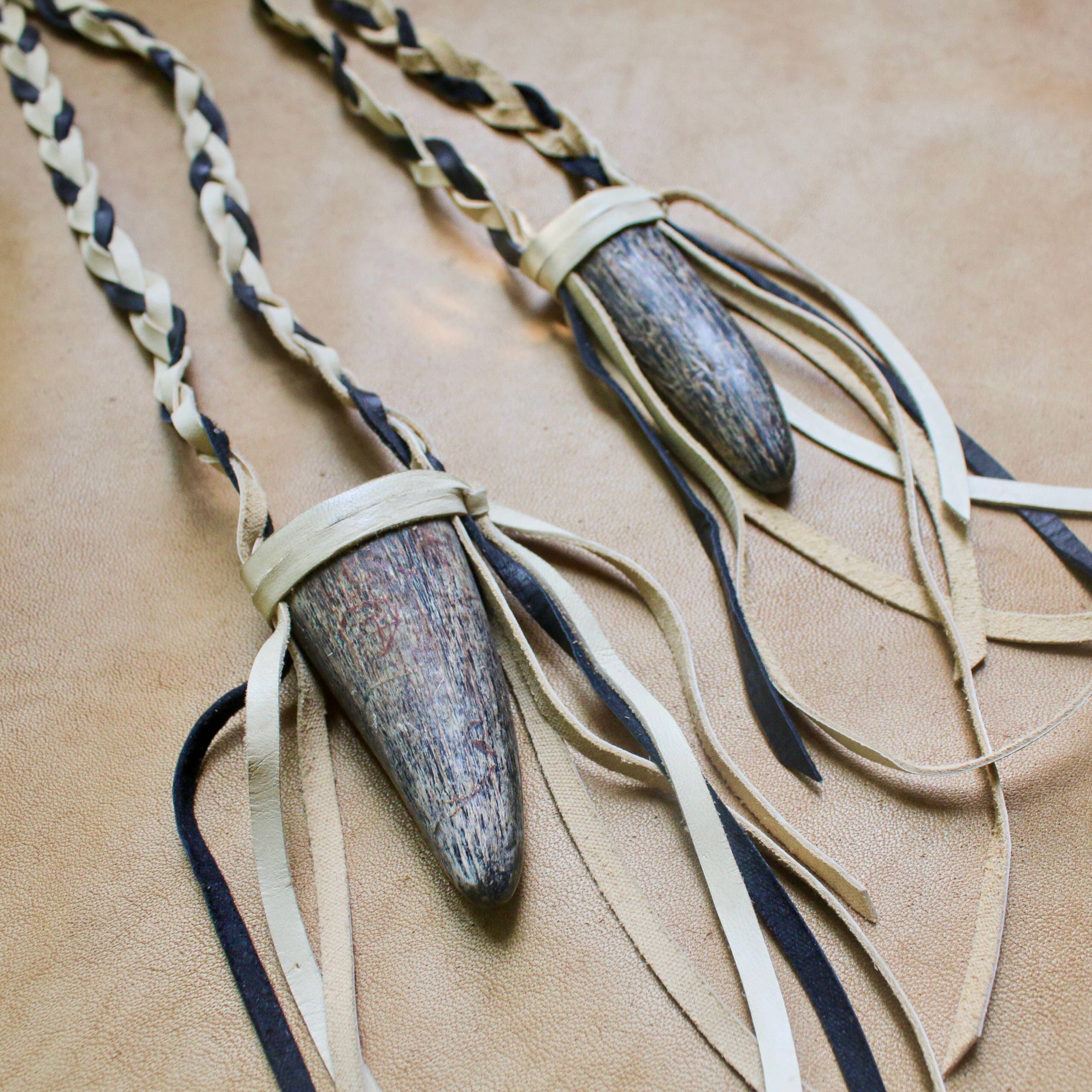 Buffalo Horn Necklace - Cream, Real Horn, Braided Necklace