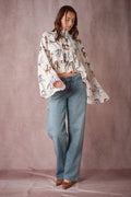 High Neck Ruffle Top