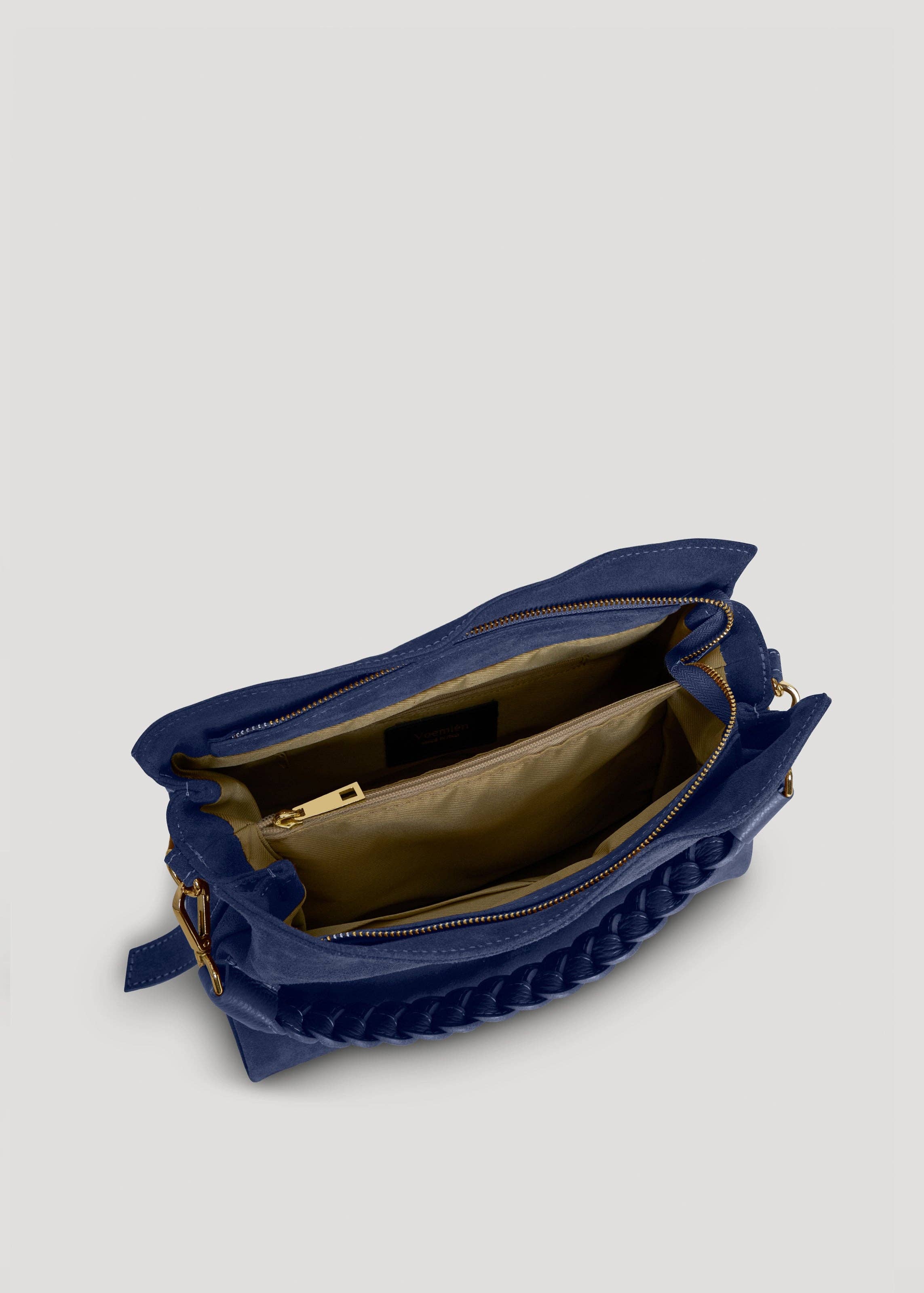 Braid Bag in Navy Blue Suede and Dollar Leather