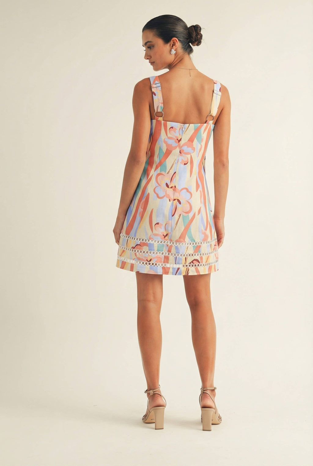 Sunset Bloom Lace-Up Dress