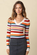 Ruthie Multi Stripe V-Neck Sweater