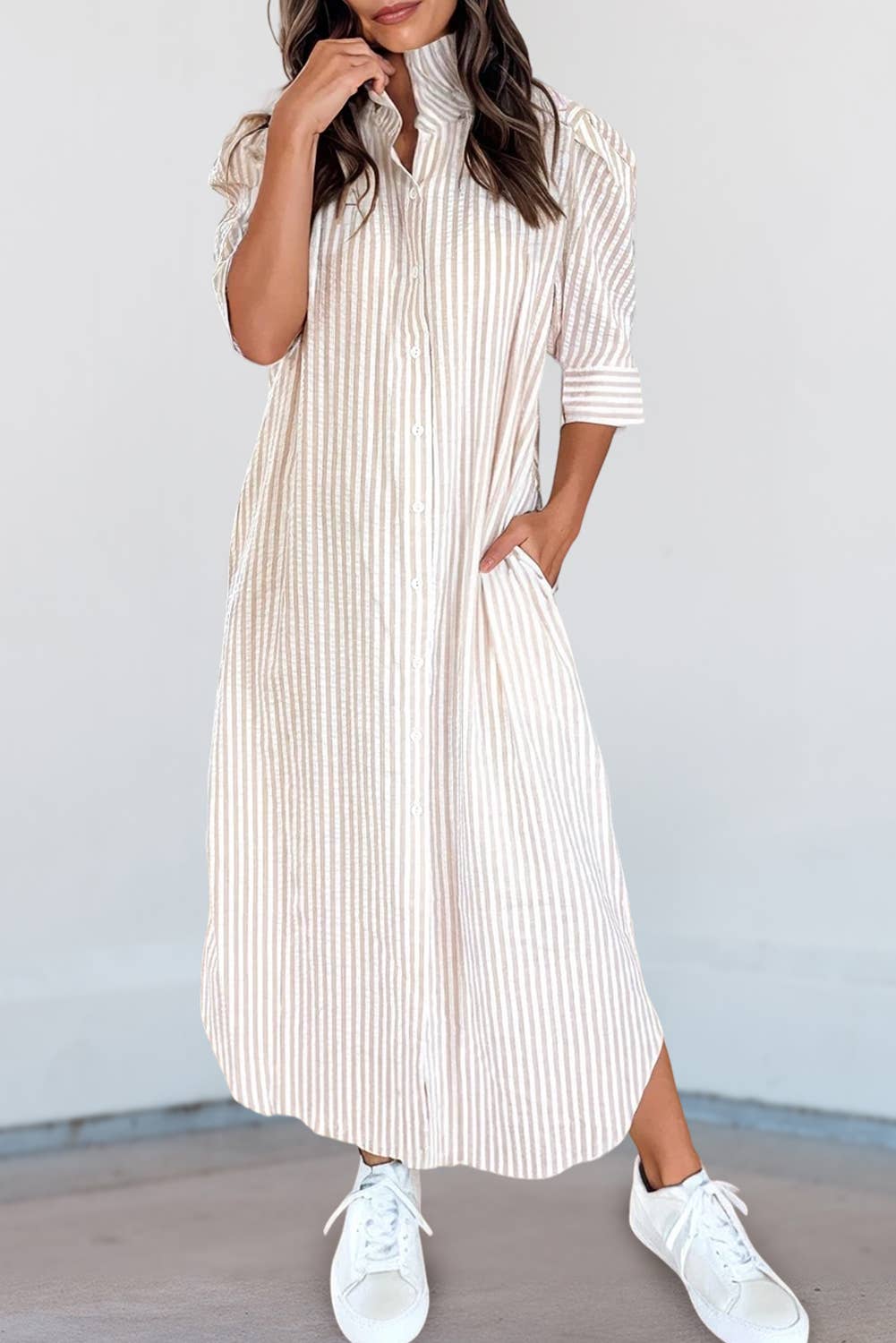Collared Shirt Maxi Dress