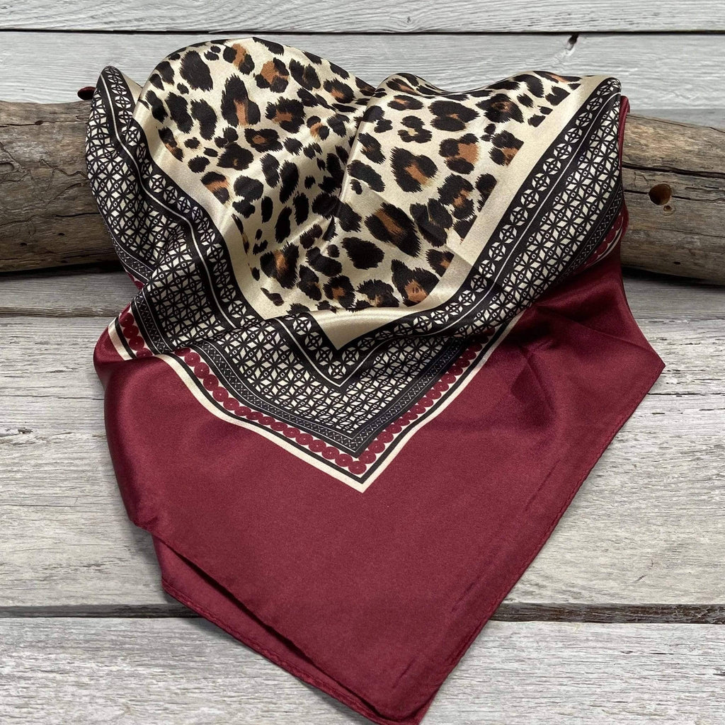 Wine Leopard Print Wild Rag/Scarf