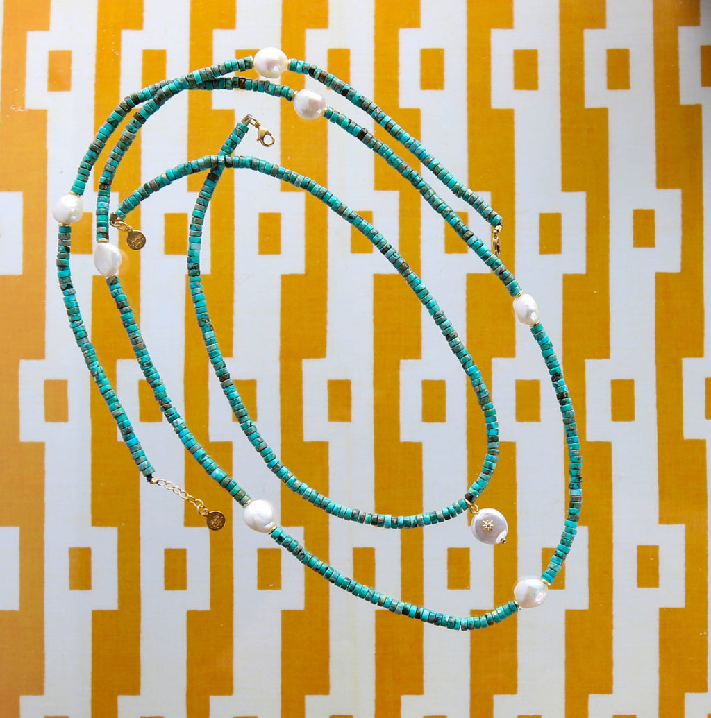 Mambo Long Necklace in Turquoise