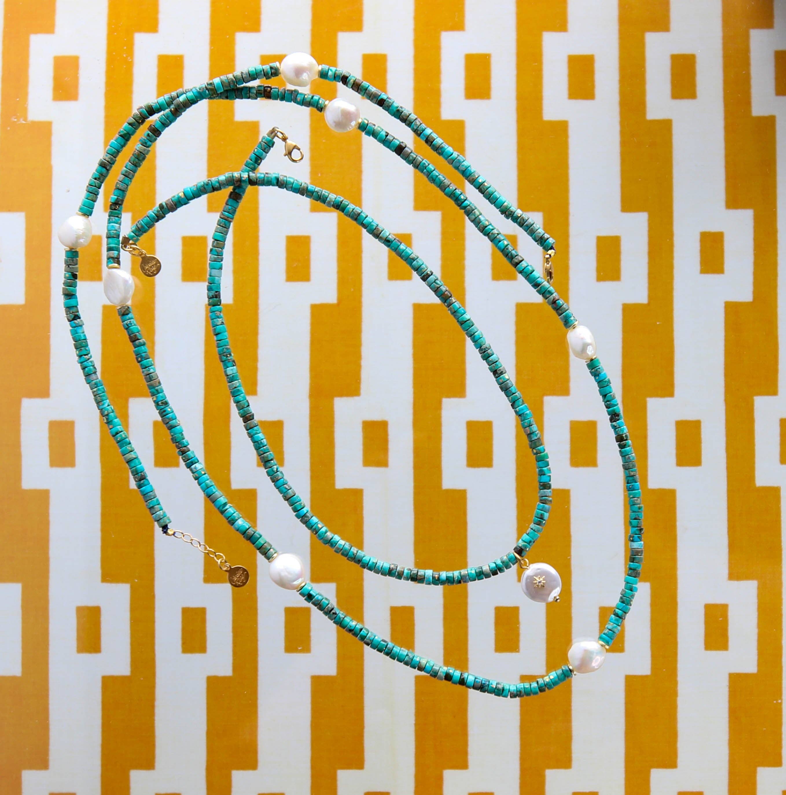 Mambo Long Necklace in Turquoise