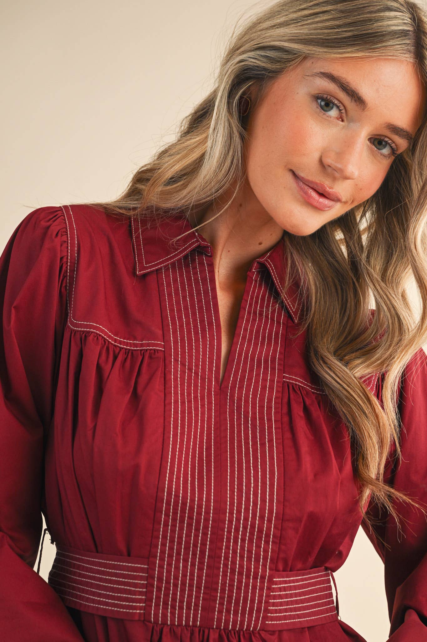 EMBROIDERED SEAM DETAIL DRESS