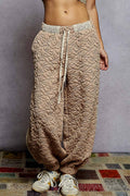 Vintage Washing Solid Trim Quilted Knit Jogger Pants