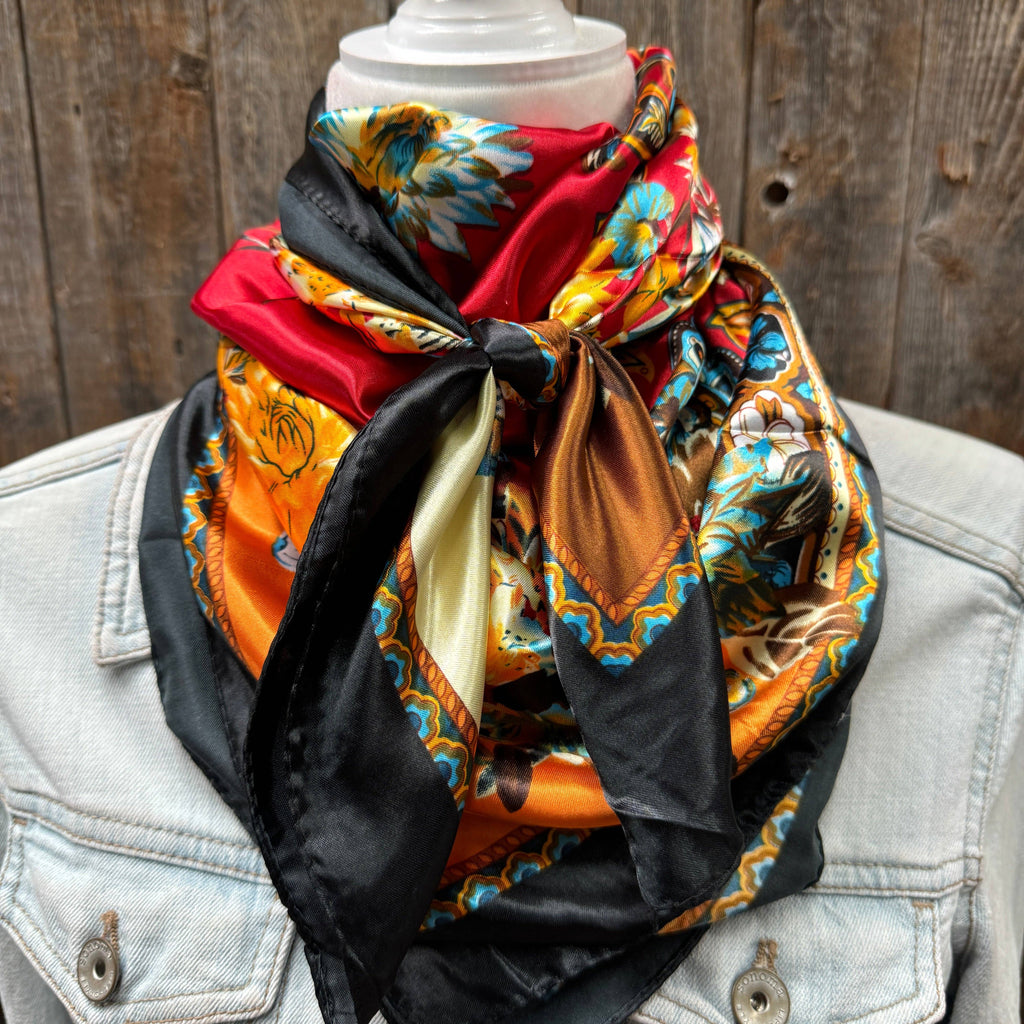 Black and Red Floral Paisley Wild Rag / Scarf