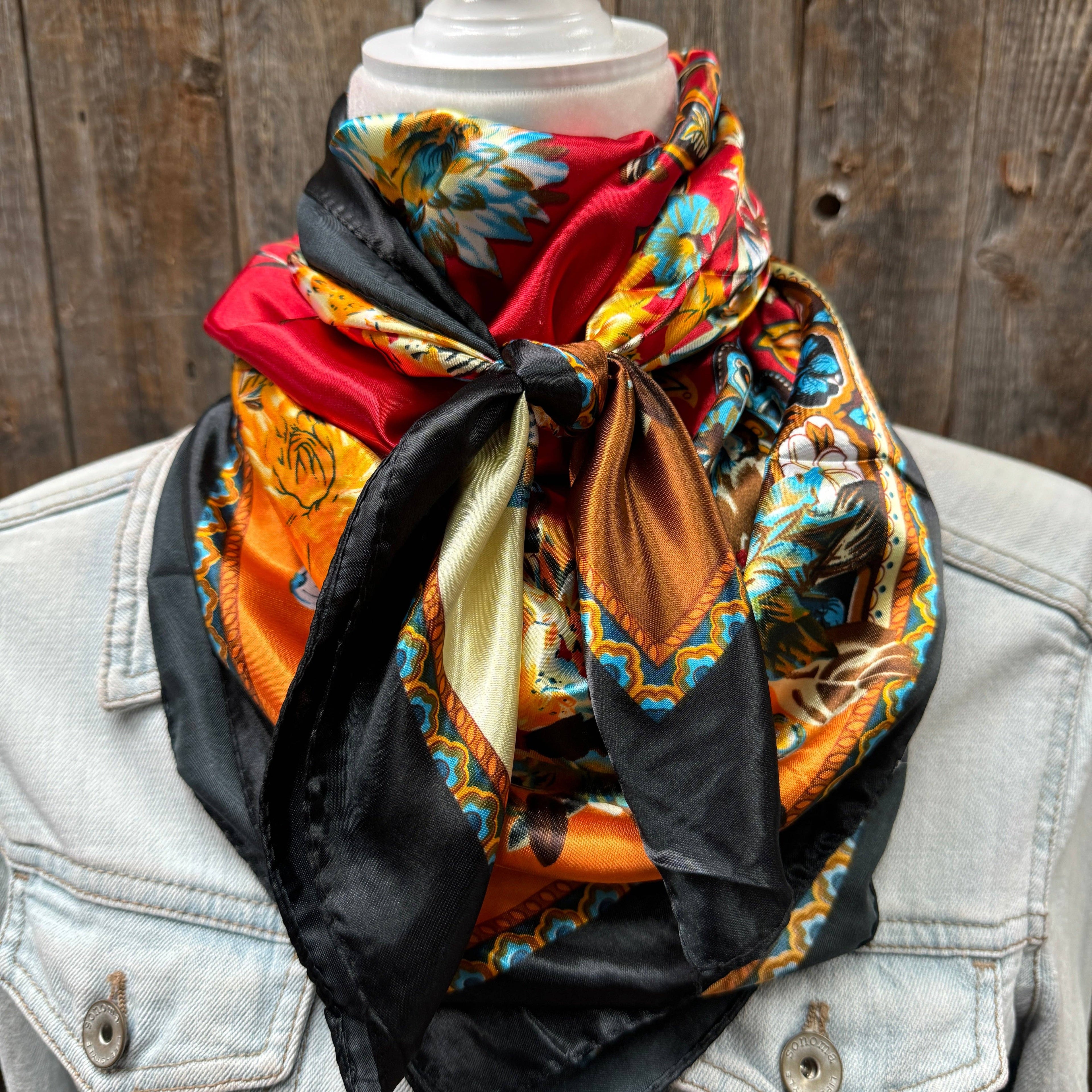 Black and Red Floral Paisley Wild Rag / Scarf