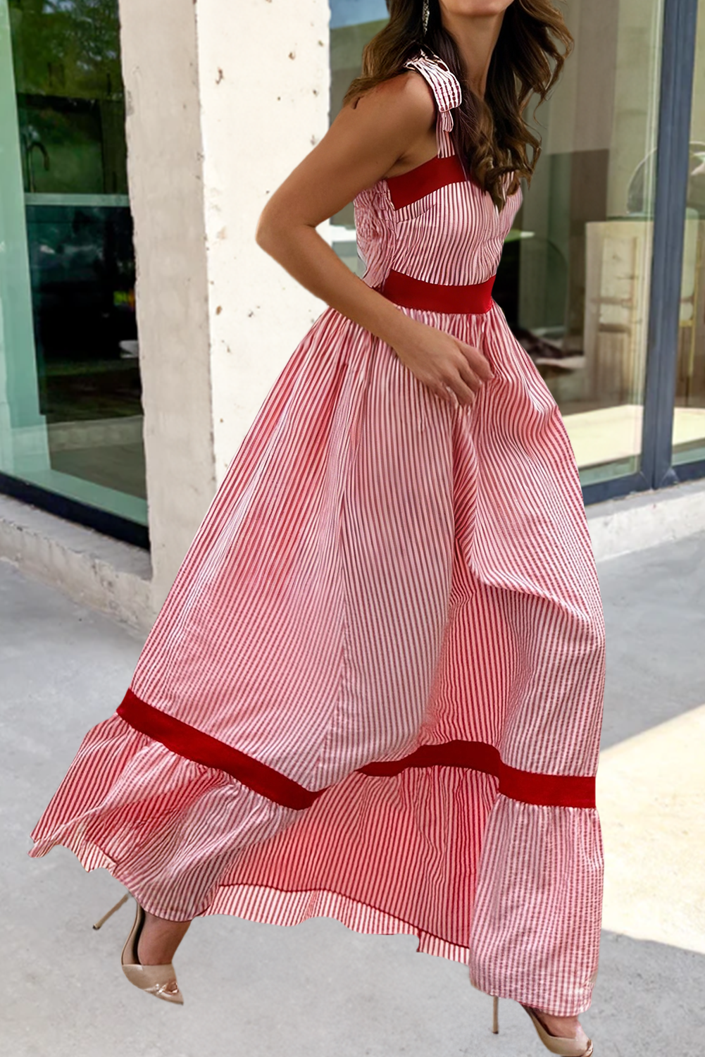 Stripe Bow Maxi Dress