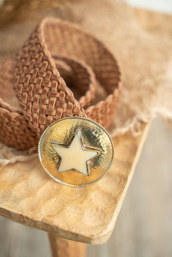 BROWN LEATHER BELT STAR