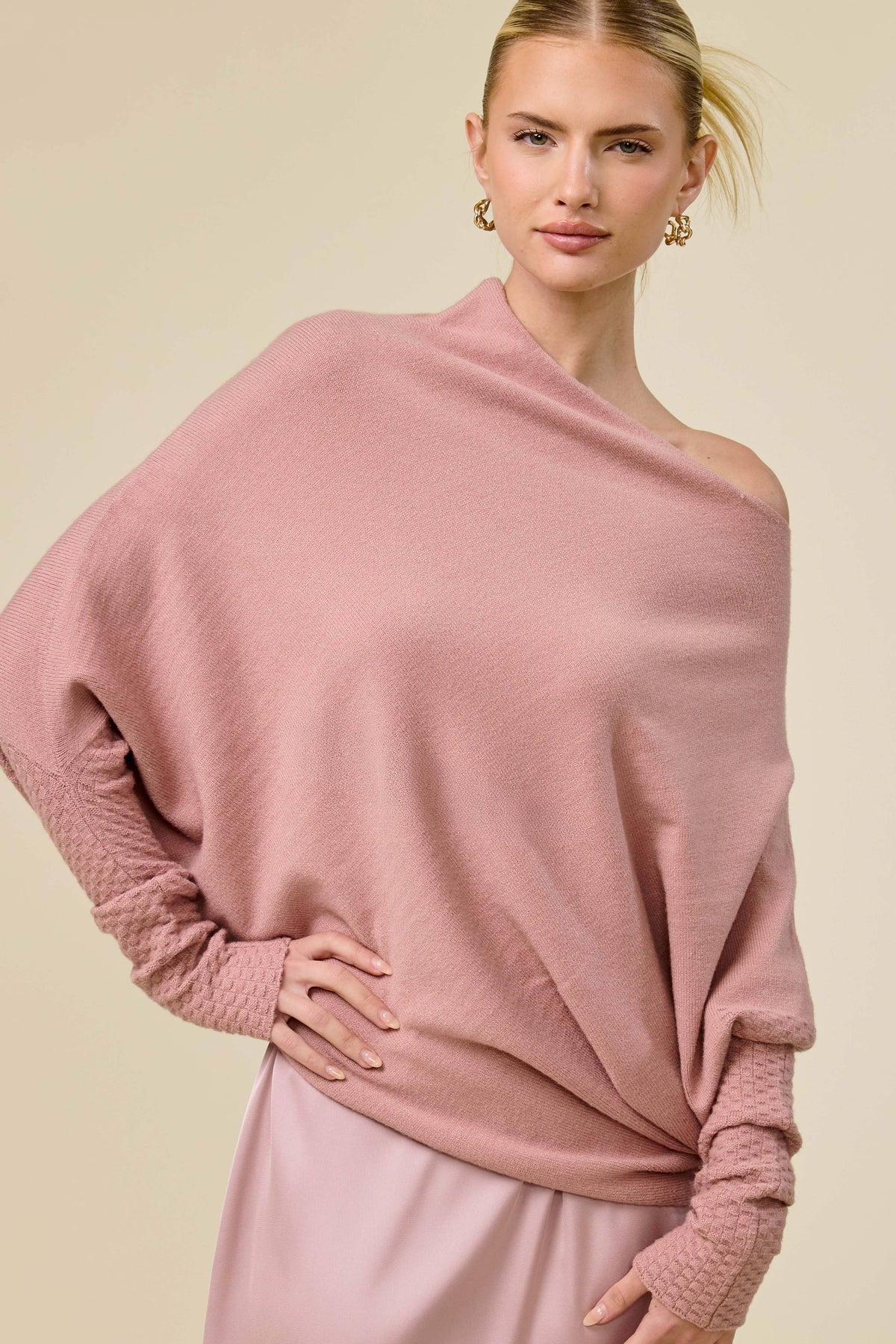 JES3621-Asymmetrical Off-Shoulder Sweater Fall Christmas