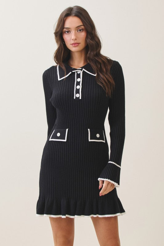 Contrast Knit Dress