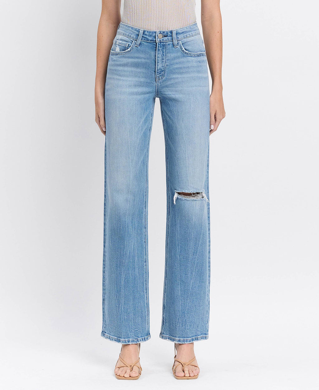 HIGH RISE SLIM WIDE JEANS