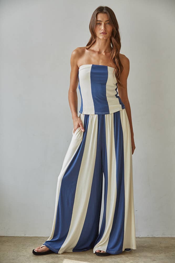 Jewel Striped Wide Leg Pant set