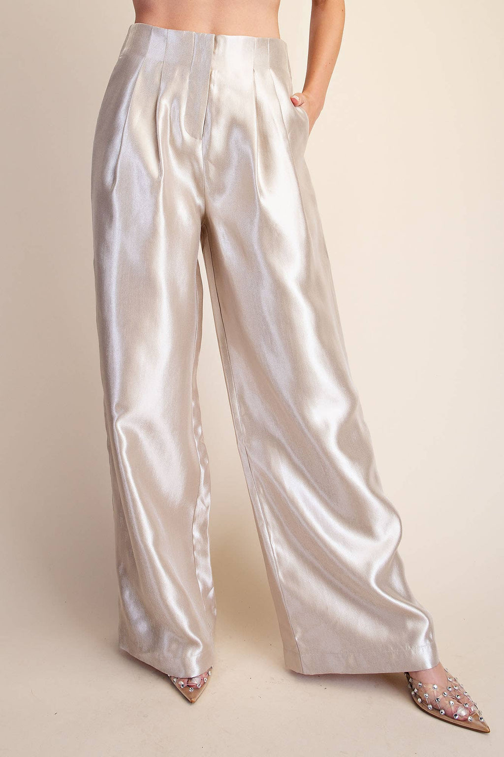 High-Waist Pleated Pants