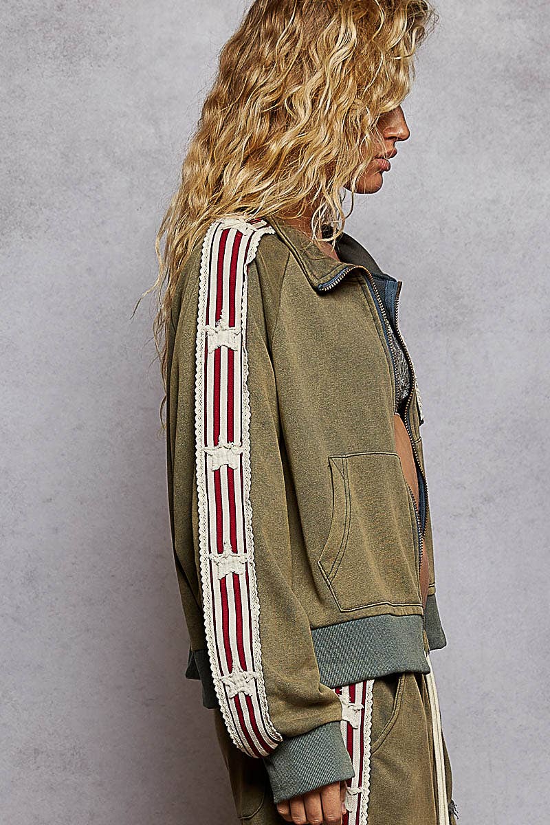Long sleeve French terry star patch jacket