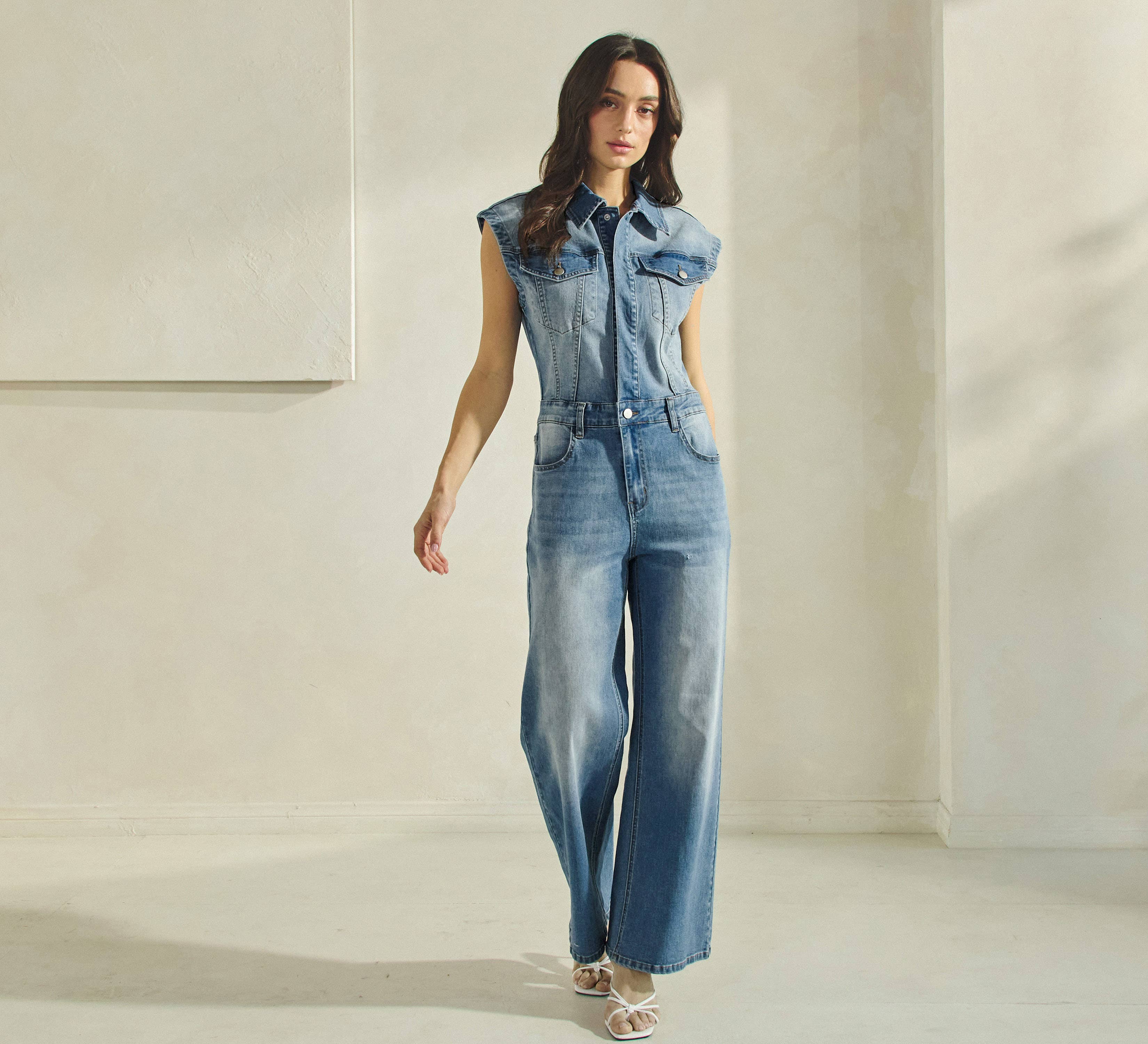 Sleeveless Denim Jumpsuit